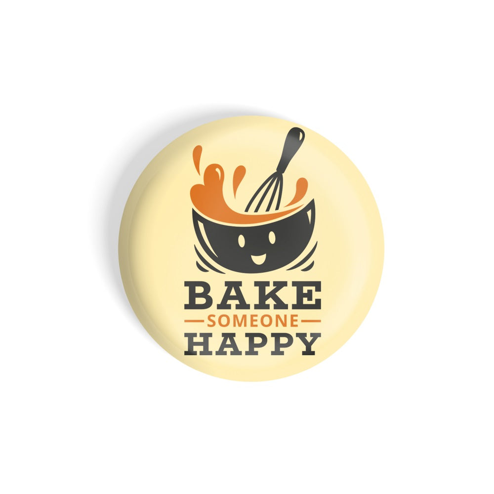 dhcrafts Round Fridge Magnet Yellow Food Lovers Bake Someone Happy Glossy Finish Design Pack of 1 (58 mm)